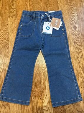 Kids Mayoral Navy Blue flared Jeans denim w/ Stud Detail Sz 36 months 3t NWT